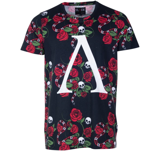 Rose Tee, Black Aop, S, T-Shirts