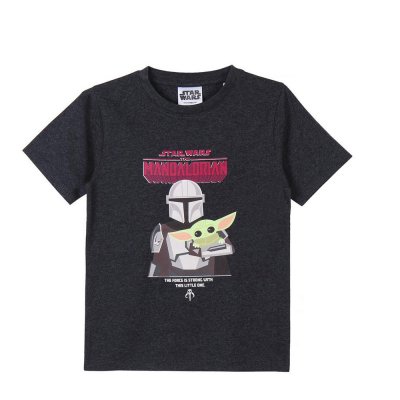 Barn T-shirt med kortärm The Mandalorian Svart (Storlek: 6 år)
