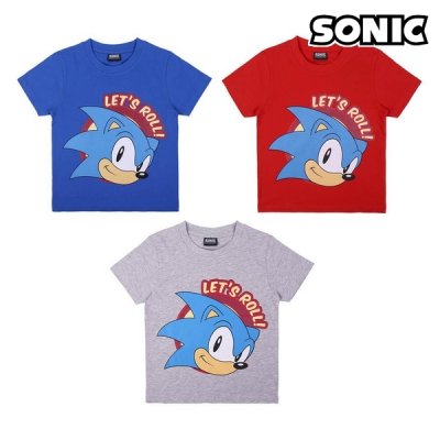 Barn T-shirt med kortärm Sonic Grå (Storlek: 12 år)